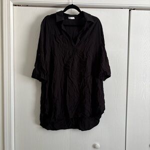 Ekouaer Black Collared Swimsuit Coverup